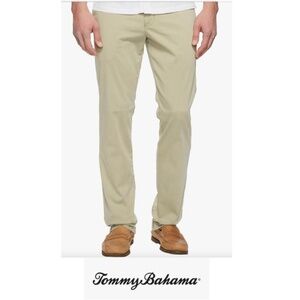 NEW Tommy Bahama Mens Cotton Chino Pants 38x32 Beige Flat Front Straight Leg NWT